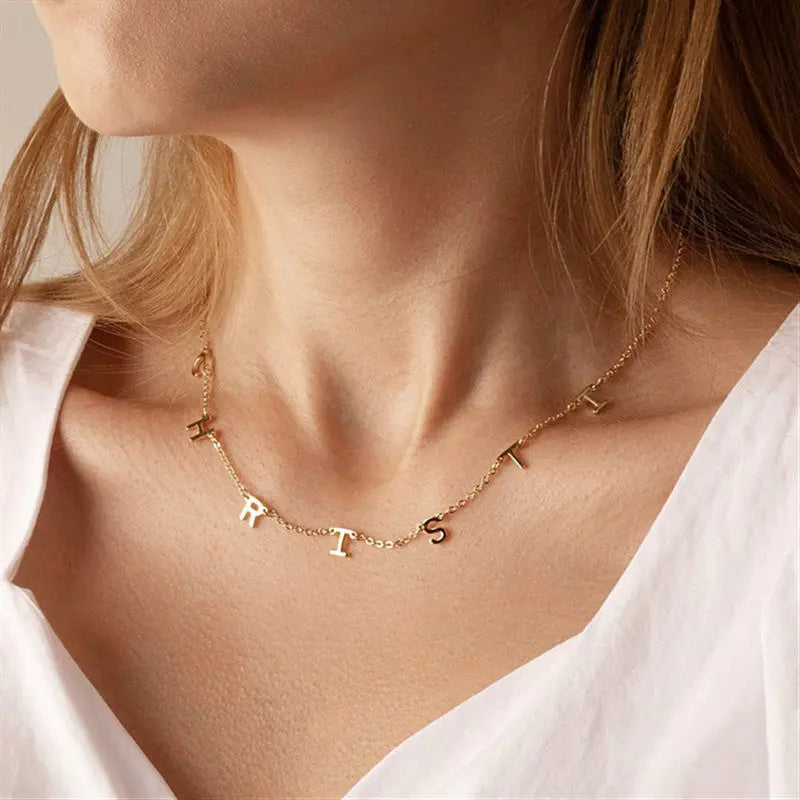 Personalized 26 English letter name necklace clavicle chain nowadaysfashion