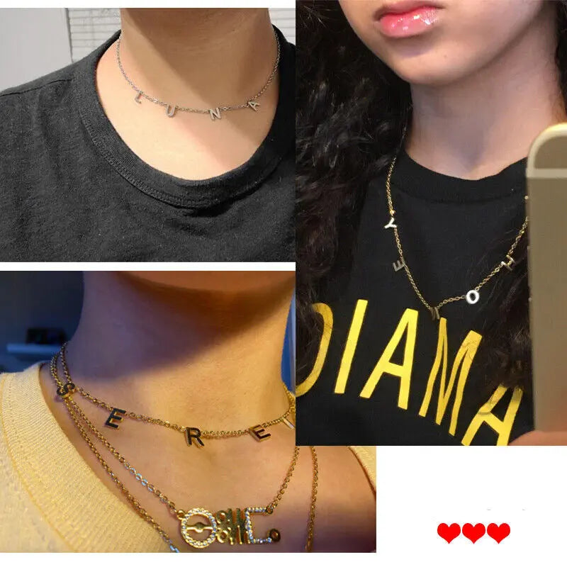 Personalized 26 English letter name necklace clavicle chain nowadaysfashion