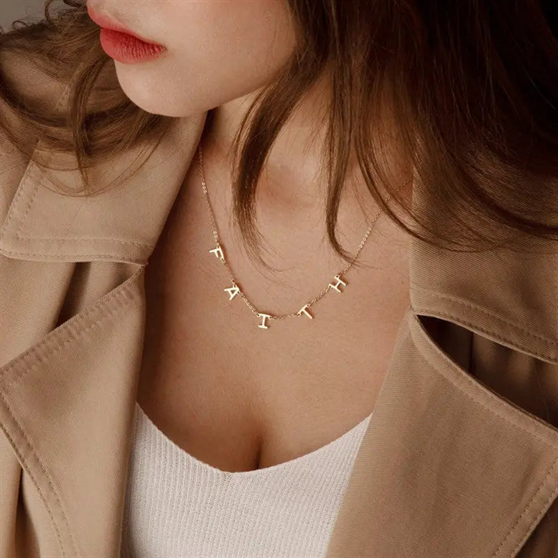Personalized 26 English letter name necklace clavicle chain nowadaysfashion