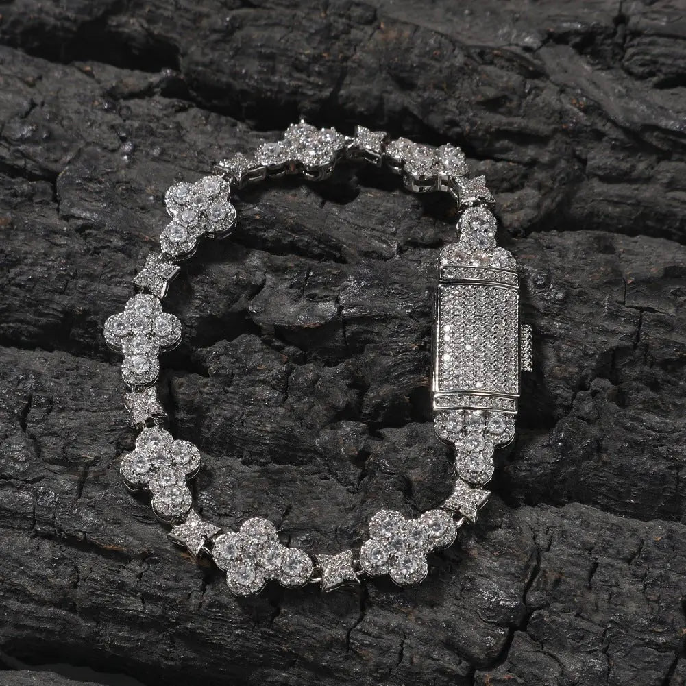 10mm cross flower star bracelet with micro-inlaid zircon nowadaysfashion