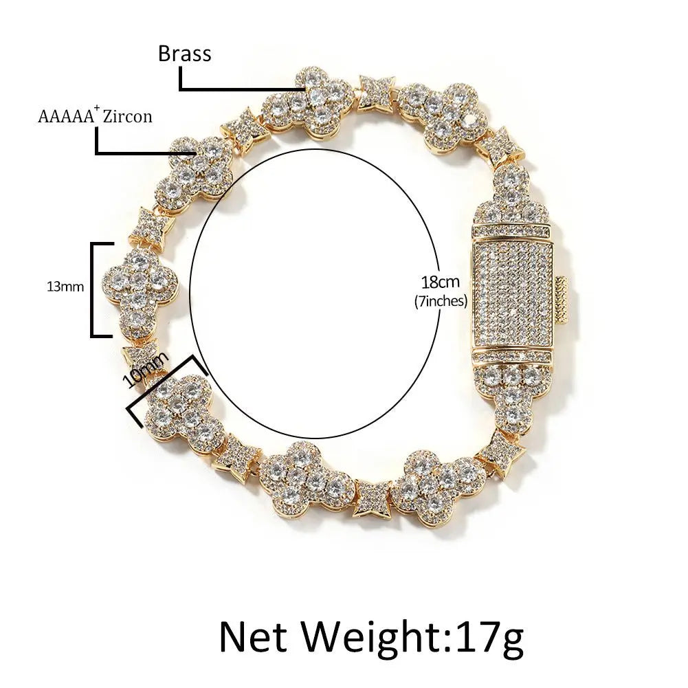 10mm cross flower star bracelet with micro-inlaid zircon - Blade & Thread