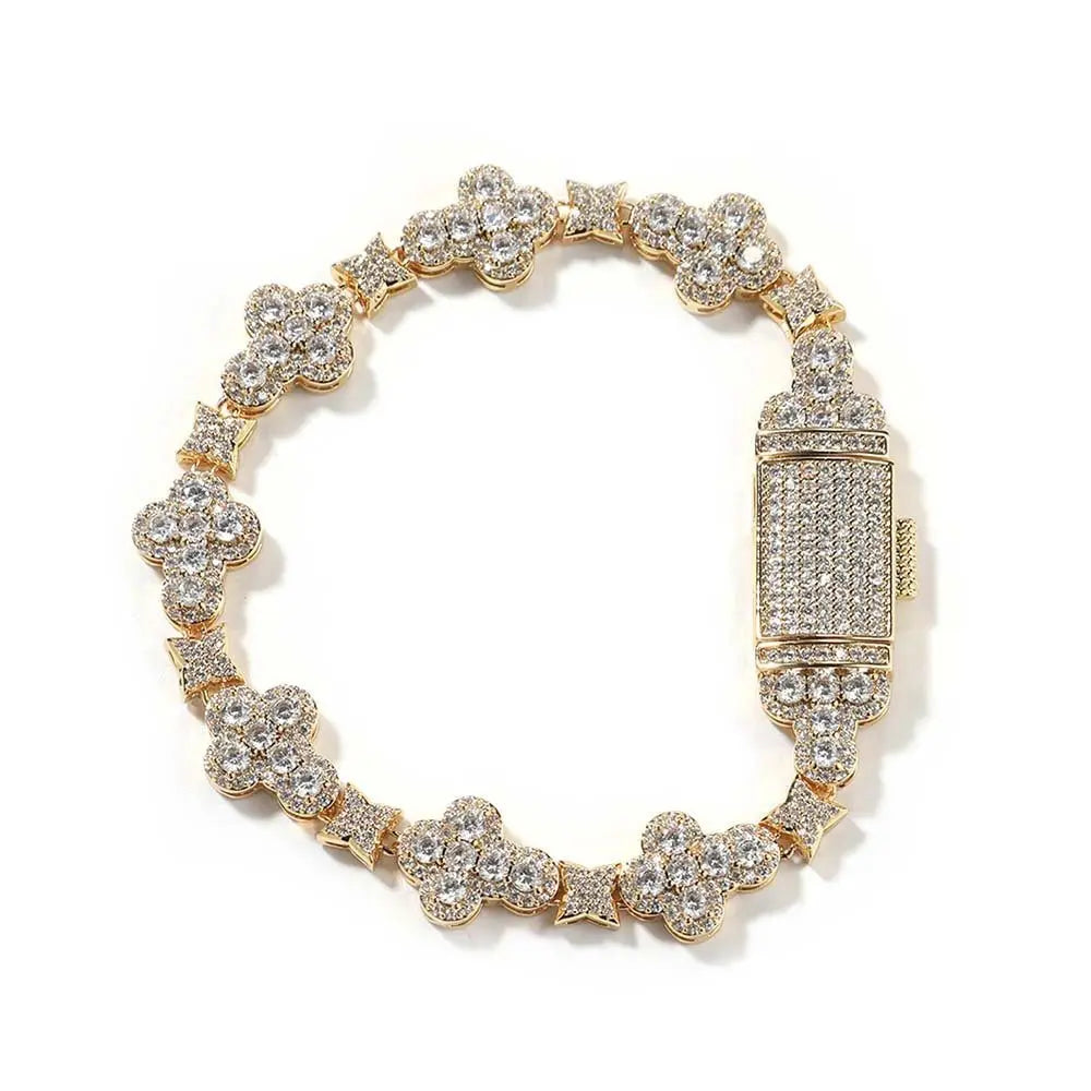10mm cross flower star bracelet with micro-inlaid zircon nowadaysfashion