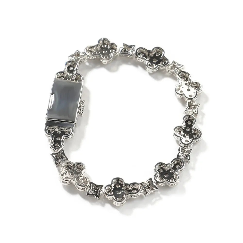 10mm cross flower star bracelet with micro-inlaid zircon - Blade & Thread