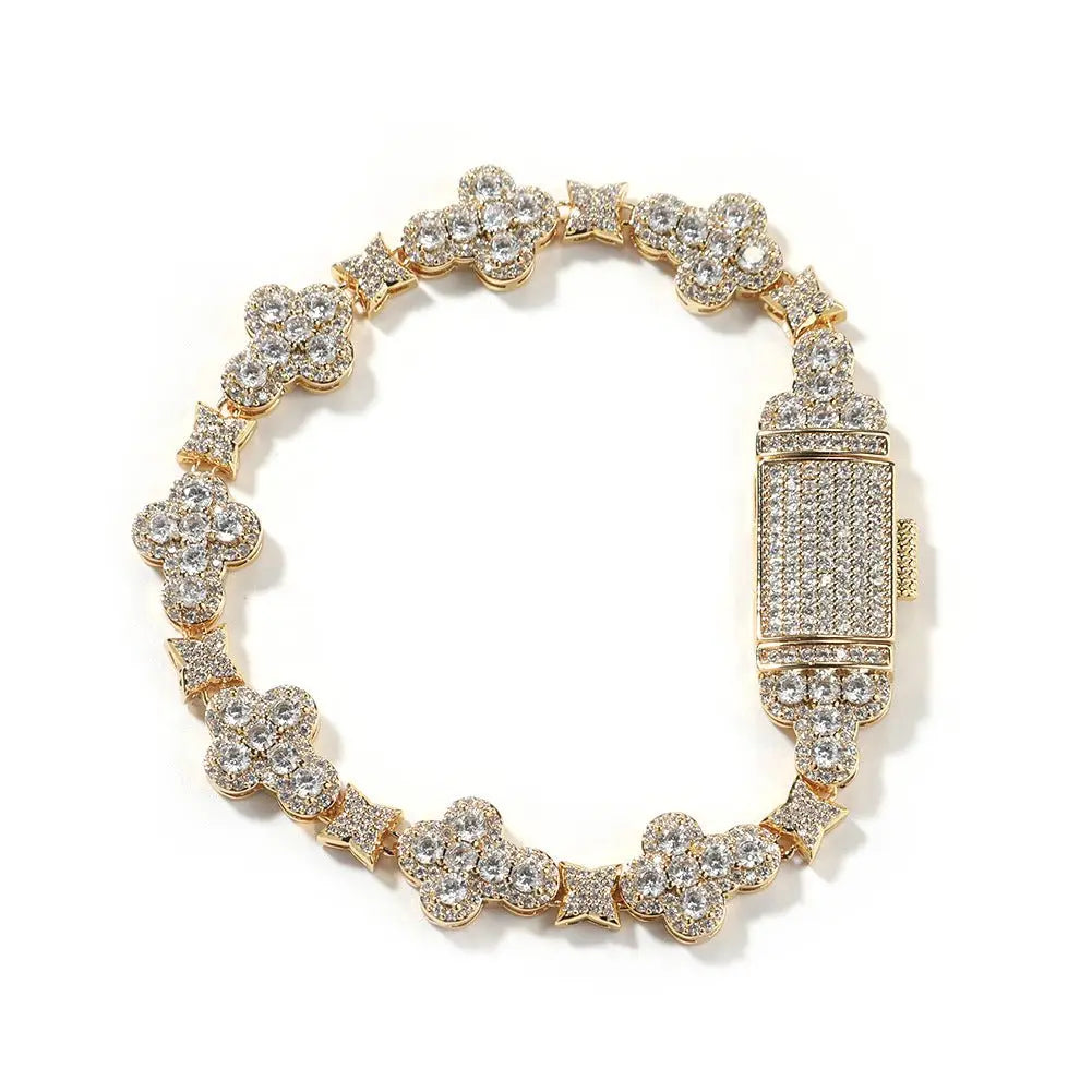 10mm cross flower star bracelet with micro-inlaid zircon - Blade & Thread
