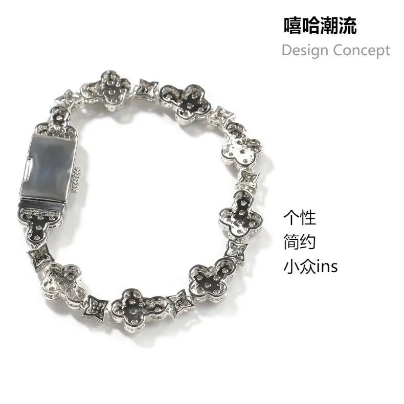 10mm cross flower star bracelet with micro-inlaid zircon - Blade & Thread