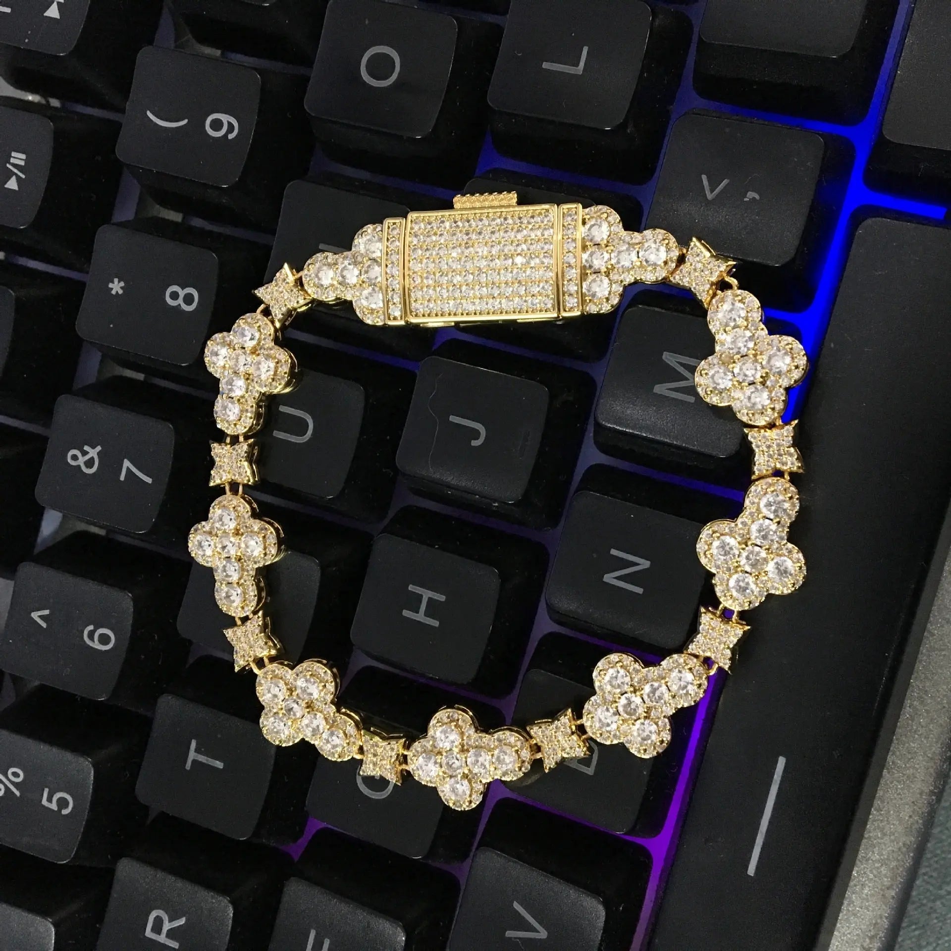 10mm cross flower star bracelet with micro-inlaid zircon nowadaysfashion