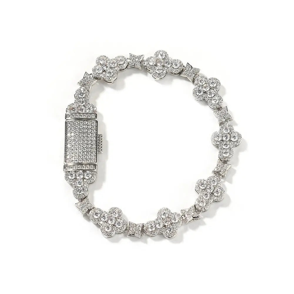 10mm cross flower star bracelet with micro-inlaid zircon - Blade & Thread