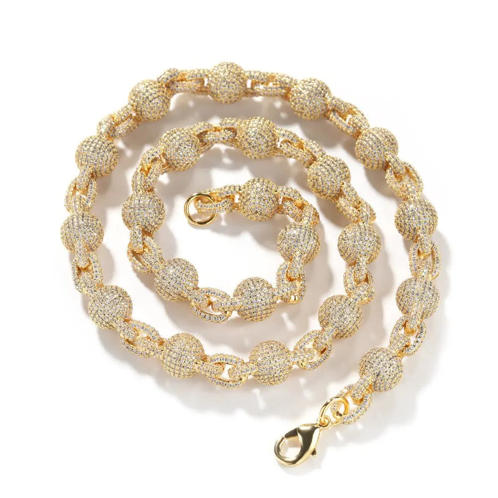 10mm Micropaved 5A Zirconia Ball Chain Necklace - Blade & Thread
