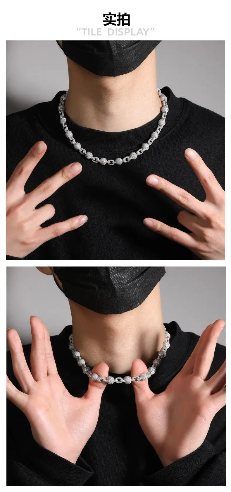 10mm Micropaved 5A Zirconia Ball Chain Necklace nowadaysfashion