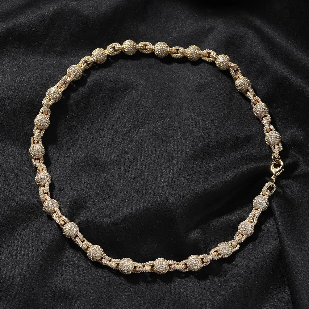 10mm Micropaved 5A Zirconia Ball Chain Necklace - Blade & Thread