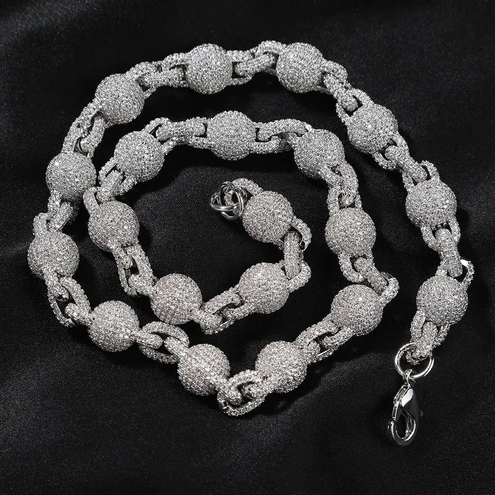10mm Micropaved 5A Zirconia Ball Chain Necklace - Blade & Thread