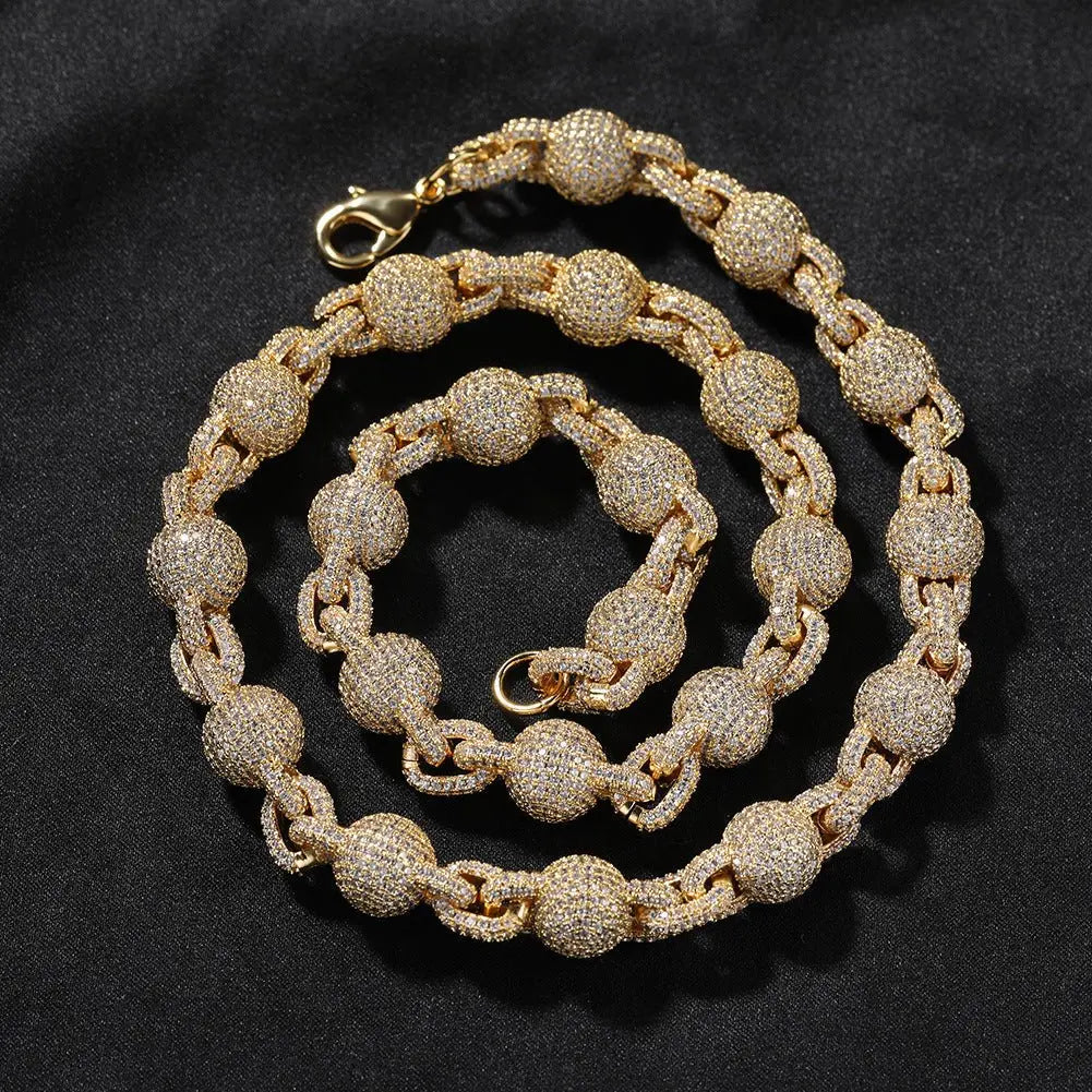 10mm Micropaved 5A Zirconia Ball Chain Necklace - Blade & Thread