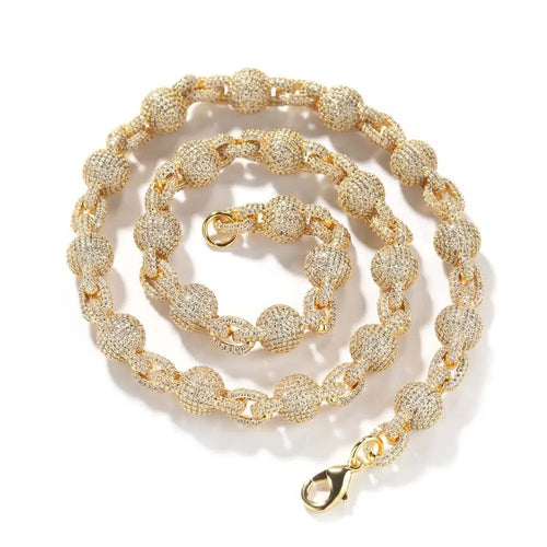 10mm Micropaved 5A Zirconia Ball Chain Necklace nowadaysfashion