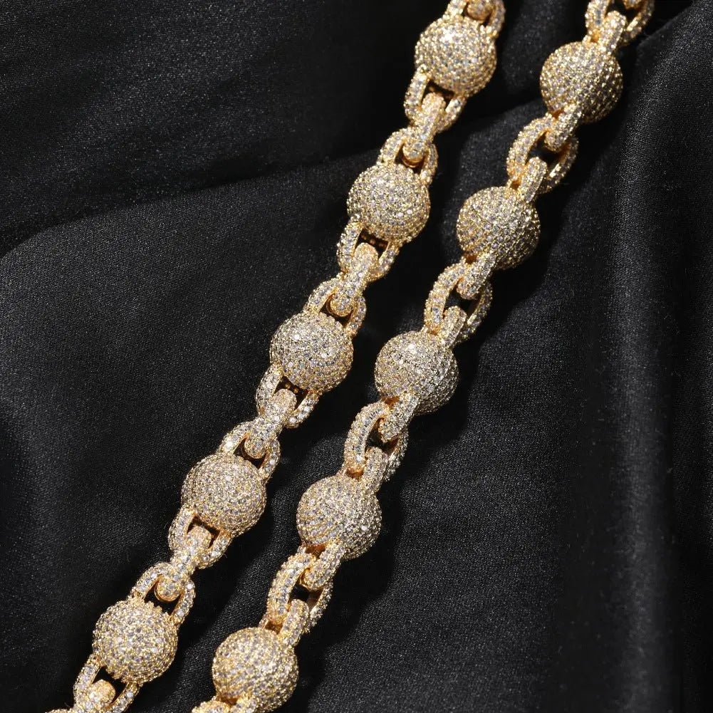 10mm Micropaved 5A Zirconia Ball Chain Necklace - Blade & Thread