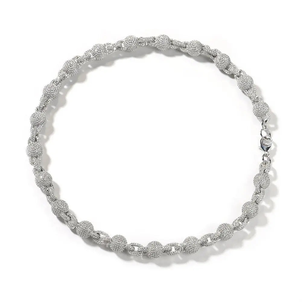 10mm Micropaved 5A Zirconia Ball Chain Necklace - Blade & Thread