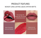 12 Colors Sexy Liquid Lipstick Matte Waterproof Lipgloss Nude Makeup Cosmetic nowadaysfashion