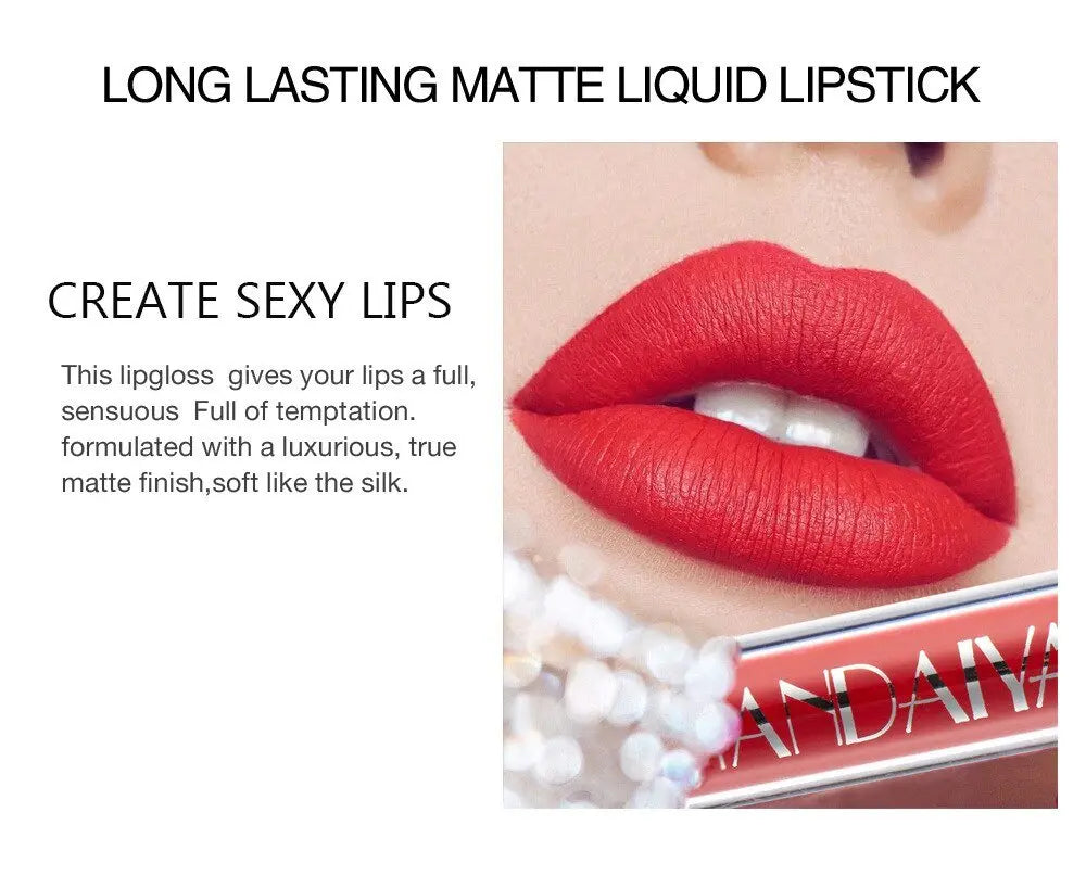 12 Colors Sexy Liquid Lipstick Matte Waterproof Lipgloss Nude Makeup Cosmetic nowadaysfashion