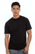 Black men's Roughneck T-Shirt by SpectraUSA featuring a front view with a classic crew neck and simple design.