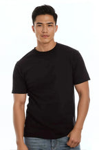 Black men's Roughneck T-Shirt by SpectraUSA featuring a front view with a classic crew neck and simple design.