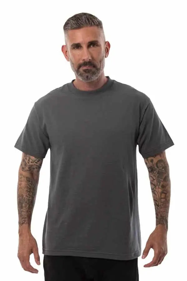 Men's charcoal Roughneck T-Shirt by SpectraUSA, front view showing soft fabric and classic fit.