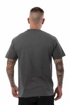 Men's charcoal gray Roughneck T-Shirt by SpectraUSA, front and back view showing comfortable fit and casual style.