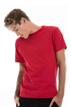 Men's red Roughneck T-Shirt by SpectraUSA, showing front view with casual fit and short sleeves.