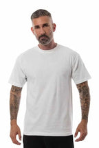 Men's white Roughneck T-Shirt by SpectraUSA, front view showing classic crew neck and comfortable fit.