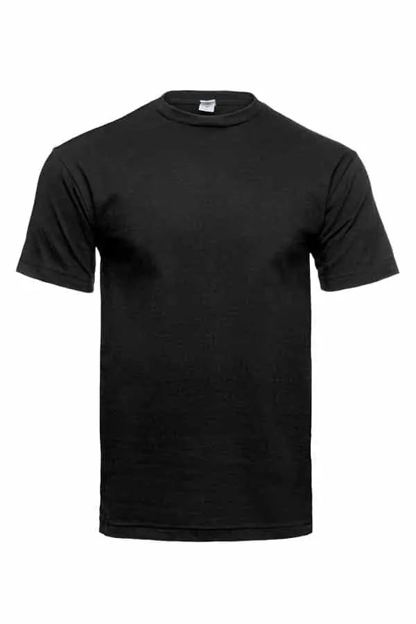 Black men's Roughneck T-shirt by SpectraUSA displayed on a model, showcasing a comfortable fit and casual style.