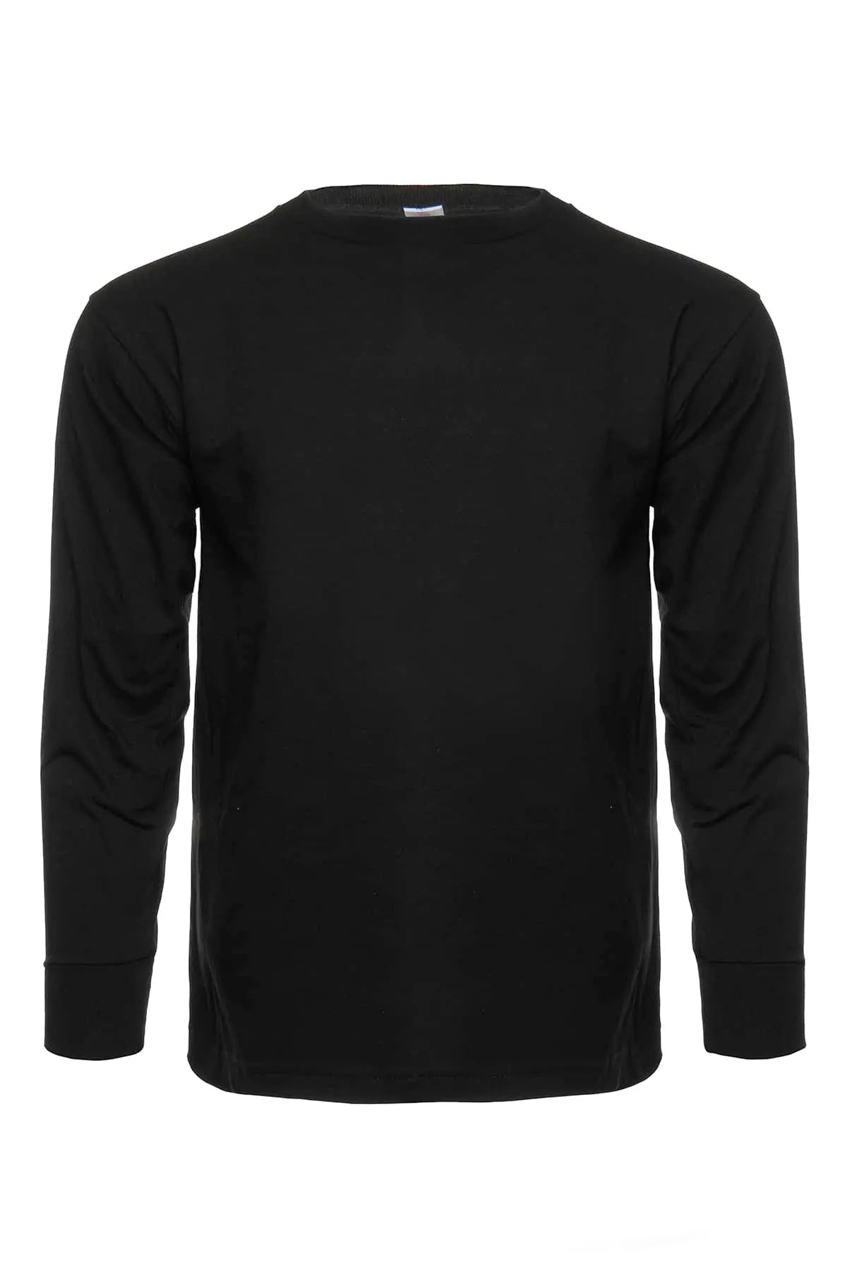 Black men's Roughneck Long Sleeve shirt by SpectraUSA, front view showing durable fabric and classic fit.