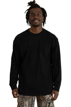 Black Roughneck long sleeve men's T-shirt by SpectraUSA, featuring a comfortable fit and durable fabric.