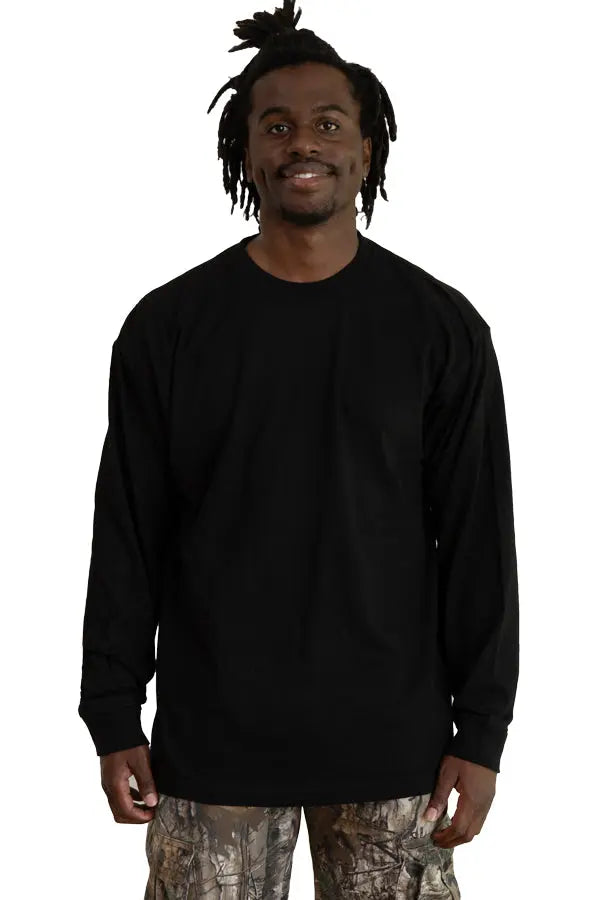 Black Roughneck long sleeve men's T-shirt by SpectraUSA, featuring a comfortable fit and durable fabric.