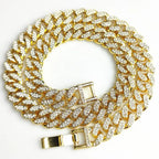 13MM AAA Rhinestone Iced Out Miami Cuban Link Chain Hip Hop Necklace nowadaysfashion