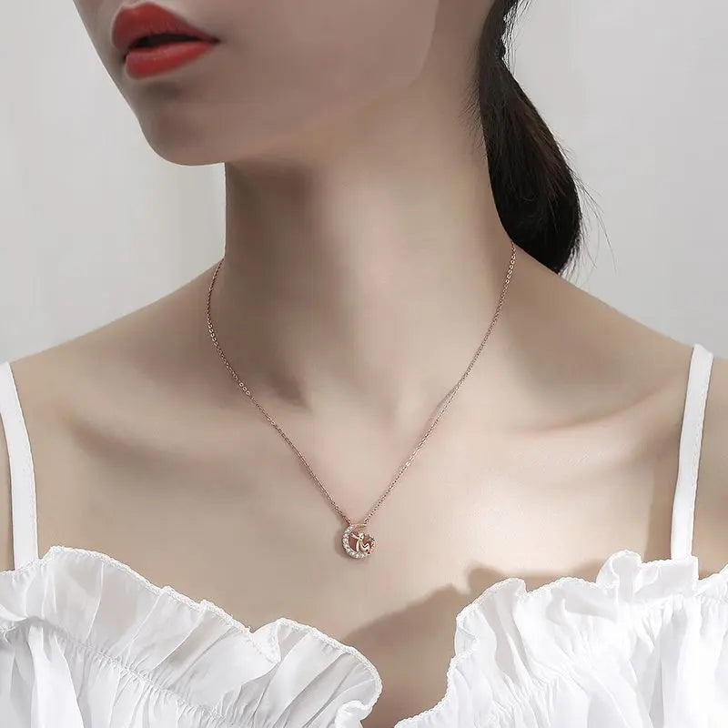 The little prince necklace s925 sterling silver star and moon pendant collarbone chain nowadaysfashion