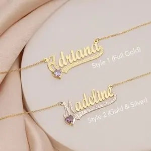 14K Gold Personalized Birthstone Name Necklace Children pendant nowadaysfashion