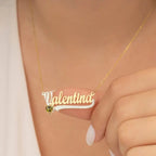 14K Gold Personalized Birthstone Name Necklace Children pendant nowadaysfashion