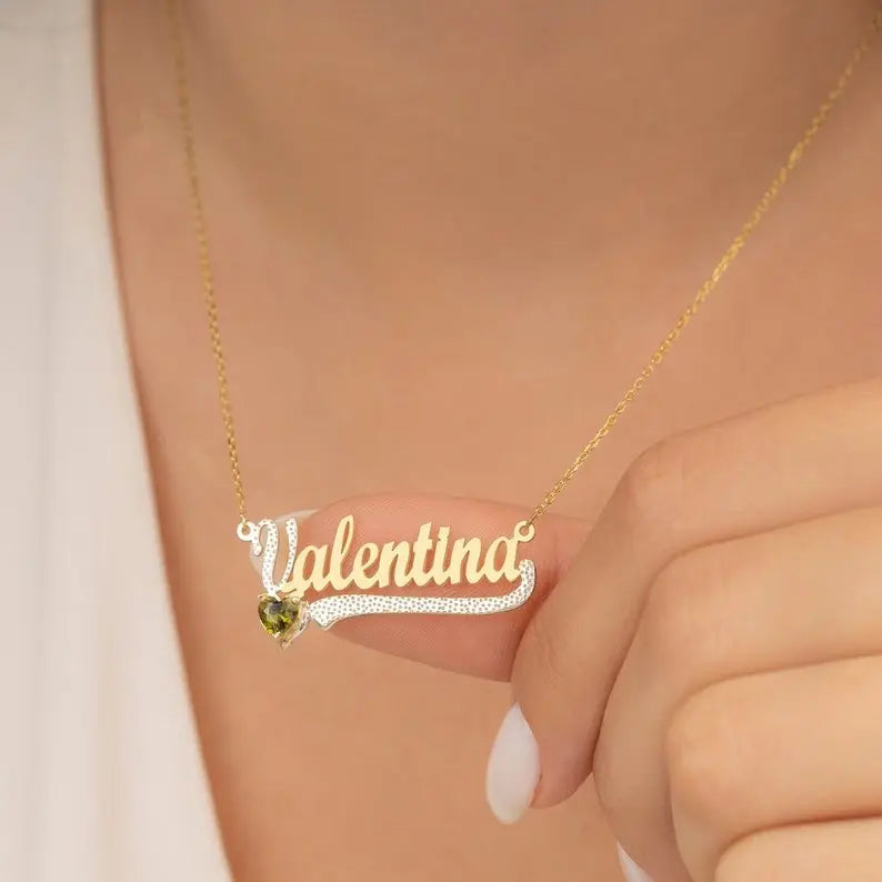 14K Gold Personalized Birthstone Name Necklace Children pendant nowadaysfashion