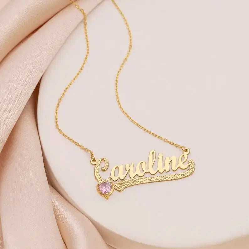 14K Gold Personalized Birthstone Name Necklace Children pendant nowadaysfashion