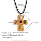 18K colorful hammered cross nowadaysfashion