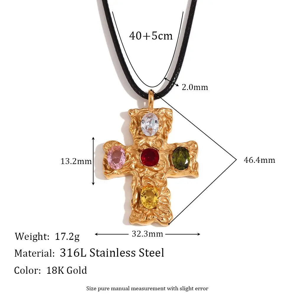 18K colorful hammered cross - Blade & Thread
