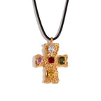 18K colorful hammered cross nowadaysfashion