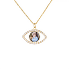 18k Gold Plated Evil Eye Necklace With Customised Picture Personalized Photo Pendant nowadaysfashion