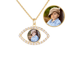 18k Gold Plated Evil Eye Necklace With Customised Picture Personalized Photo Pendant nowadaysfashion