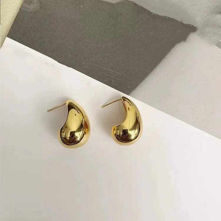 18K Gold Water Drop Earrings Simple Personality Ear Jewelry - Blade & Thread