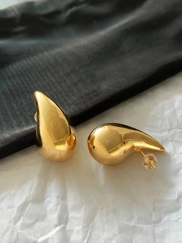 18K Gold Water Drop Earrings Simple Personality Ear Jewelry - Blade & Thread