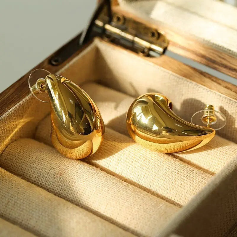18K Gold Water Drop Earrings Simple Personality Ear Jewelry - Blade & Thread