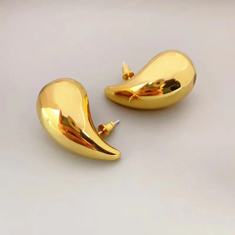 18K Gold Water Drop Earrings Simple Personality Ear Jewelry - Blade & Thread