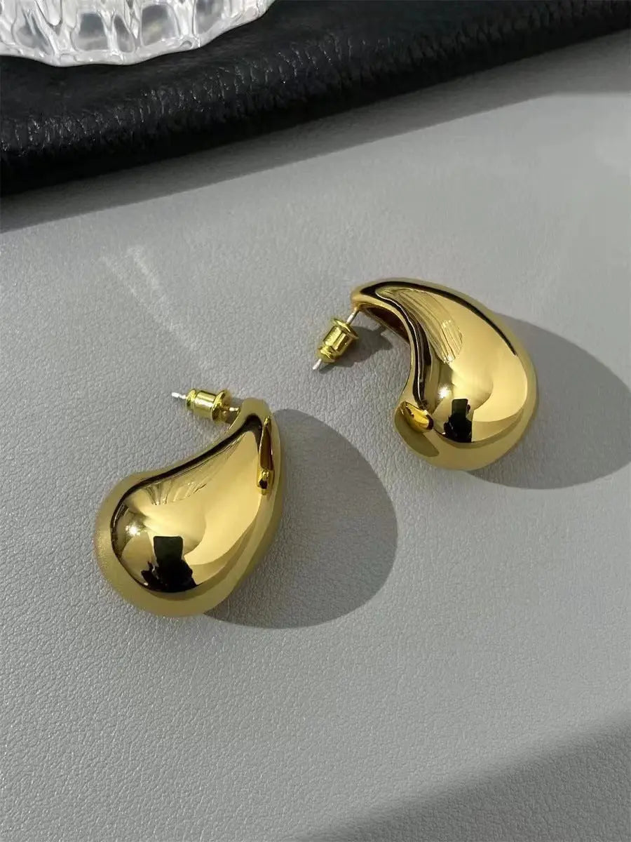 18K Gold Water Drop Earrings Simple Personality Ear Jewelry - Blade & Thread