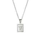 18K Golden Chain Necklaces Male Square Natural Shell Initial Letters Pendant Stainless Steel Jewelry nowadaysfashion