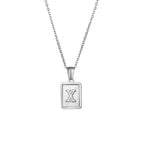 18K Golden Chain Necklaces Male Square Natural Shell Initial Letters Pendant Stainless Steel Jewelry nowadaysfashion