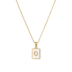 18K Golden Chain Necklaces Male Square Natural Shell Initial Letters Pendant Stainless Steel Jewelry nowadaysfashion